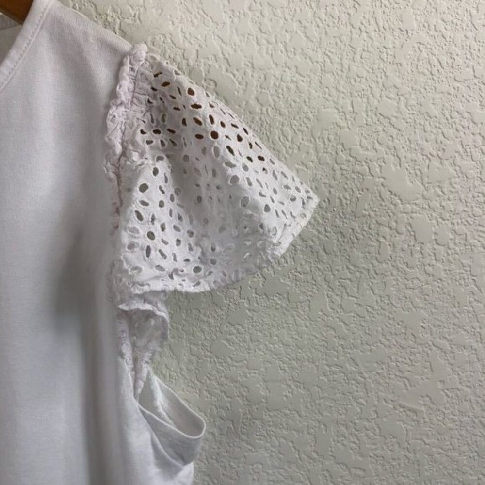 Kate Spade Eyelet Mixed Media Tee In White - Picture 3 of 6
